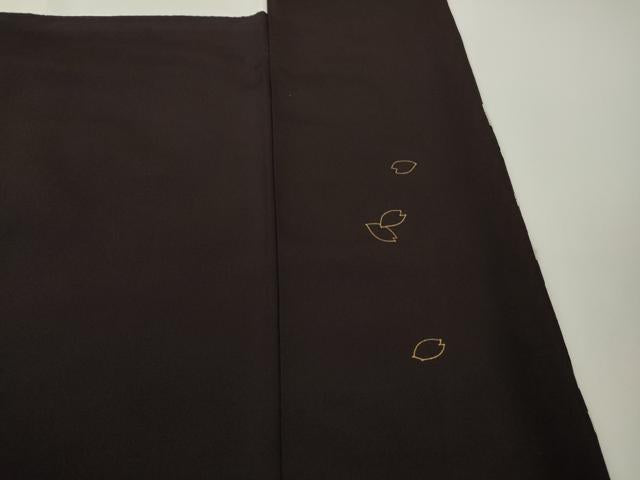平和屋本店●極上　中国三大刺繍　相良刺繍　総刺繍　訪問着　舞桜　菊　紫黒色地　金糸　ロング丈　逸品　DZAC0353kh6