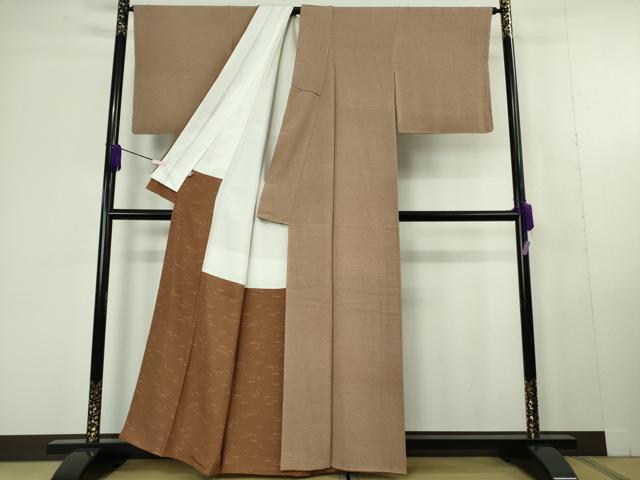 平和屋本店●極上　人間国宝　小宮康孝　型:青塚実　江戸小紋　大小霰　焦香色×白　高島屋扱い　反端付き　逸品　未使用　DZAC0355kh6