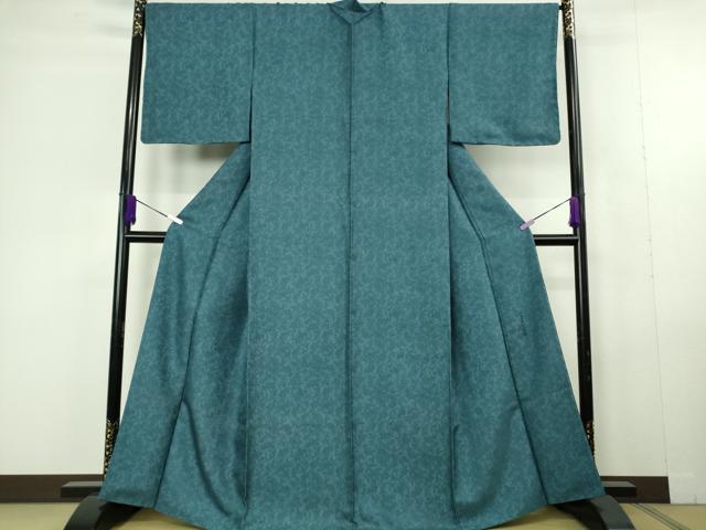 平和屋本店●極上　紋屋井関　十九代　井関宗麟　お召　鳳凰桐笹文　納戸色　逸品　DZAC0357kh6