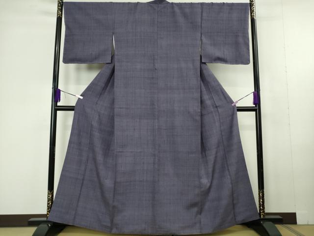 平和屋本店●極上　浦野理一　経節紬　色無地　濃鼠色　逸品　DZAC0364kh6