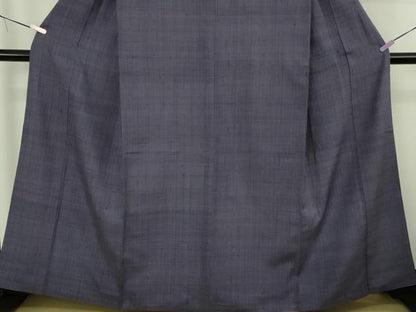 平和屋本店●極上　浦野理一　経節紬　色無地　濃鼠色　逸品　DZAC0364kh6