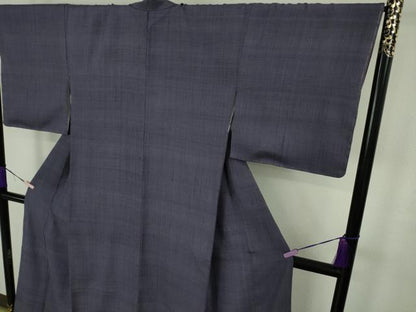 平和屋本店●極上　浦野理一　経節紬　色無地　濃鼠色　逸品　DZAC0364kh6