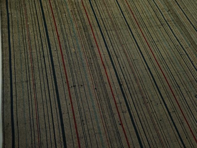 平和屋本店▽希少　ざざんざ織　単衣　縞　逸品　DZAC0365kh6