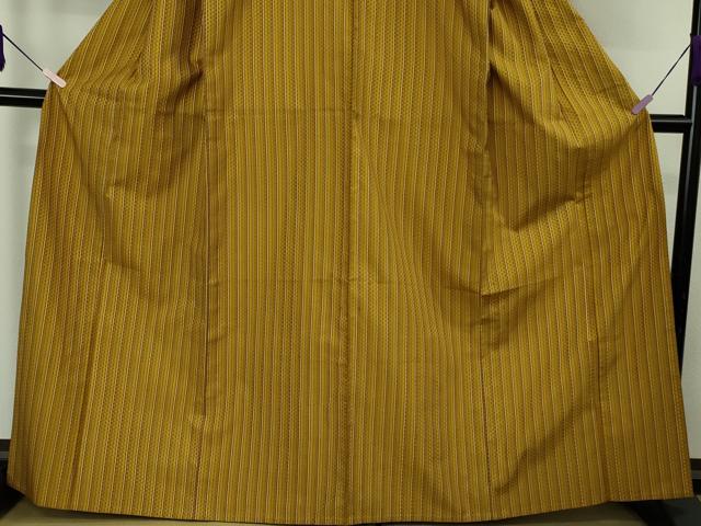 平和屋本店▽極上　山下八百子　本場黄八丈　紬　市松綾織　単衣　縞　逸品　DZAC0368kh6