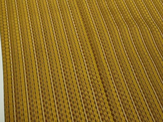 平和屋本店▽極上　山下八百子　本場黄八丈　紬　市松綾織　単衣　縞　逸品　DZAC0368kh6