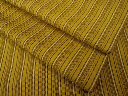 平和屋本店▽極上　山下八百子　本場黄八丈　紬　市松綾織　単衣　縞　逸品　DZAC0368kh6