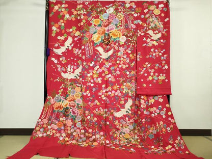 平和屋本店●極上 中国三大刺繍 相良刺繍 お引きずり・お引き摺り・引き振袖 和装 駒刺繍 総刺繍 金糸 仮絵羽 逸品 未使用 DZAC0373kh6