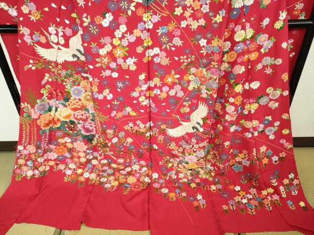平和屋本店●極上 中国三大刺繍 相良刺繍 お引きずり・お引き摺り・引き振袖 和装 駒刺繍 総刺繍 金糸 仮絵羽 逸品 未使用 DZAC0373kh6