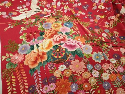 平和屋本店●極上 中国三大刺繍 相良刺繍 お引きずり・お引き摺り・引き振袖 和装 駒刺繍 総刺繍 金糸 仮絵羽 逸品 未使用 DZAC0373kh6