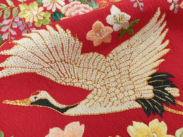 平和屋本店●極上 中国三大刺繍 相良刺繍 お引きずり・お引き摺り・引き振袖 和装 駒刺繍 総刺繍 金糸 仮絵羽 逸品 未使用 DZAC0373kh6