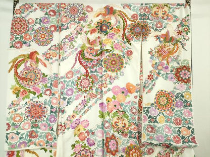 平和屋本店●極上 中国三大刺繍 相良刺繍 お引き摺り・引き振袖 和装 駒刺繍 総刺繍 鳳凰花文 金糸 仮絵羽 逸品 未使用 DZAC0374kh6