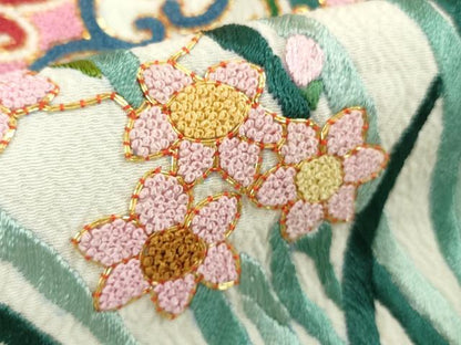 平和屋本店●極上 中国三大刺繍 相良刺繍 お引き摺り・引き振袖 和装 駒刺繍 総刺繍 鳳凰花文 金糸 仮絵羽 逸品 未使用 DZAC0374kh6