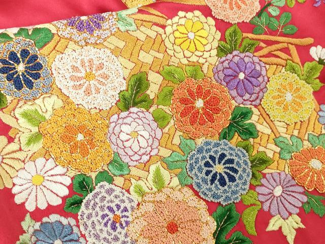 平和屋本店●極上　中国三大刺繍 相良刺繍 総刺繍 駒刺繍 色打掛 和装 婚礼 結婚式 花嫁 格天井花文 金彩 仮絵羽 逸品 未使用　DZAC0375kh6