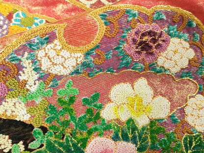 平和屋本店●極上　中国三大刺繍 相良刺繍 総刺繍 駒刺繍 色打掛 和装 婚礼 結婚式 花嫁 雪輪花文 金彩 仮絵羽 逸品 未使用　DZAC0377kh6