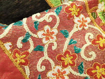 平和屋本店●極上　中国三大刺繍 相良刺繍 総刺繍 駒刺繍 色打掛 和装 婚礼 結婚式 花嫁 雪輪花文 金彩 仮絵羽 逸品 未使用　DZAC0377kh6