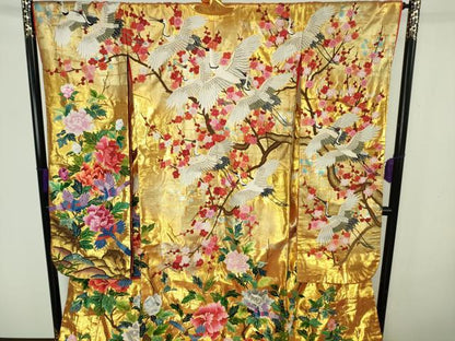 平和屋本店●最高級　中国三大刺繍　相良刺繍　駒刺繍　総手刺繍　色打掛　和装　婚礼　結婚式　花嫁　金箔冨貴紋様　逸品　DZAC0378kh6