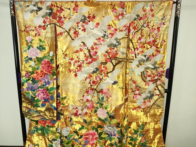 平和屋本店●最高級　中国三大刺繍　相良刺繍　駒刺繍　総手刺繍　色打掛　和装　婚礼　結婚式　花嫁　金箔冨貴紋様　逸品　DZAC0378kh6