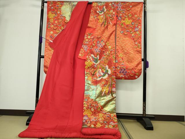 平和屋本店●最高級　中国三大刺繍　相良刺繍　駒刺繍　色打掛　和装　婚礼　結婚式　花嫁　宝尽瑞祥文　金彩　逸品　DZAC0379kh6