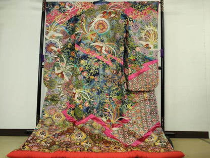 平和屋本店●最高級　中国三大刺繍　総相良刺繍　駒刺繍　色打掛　和装　婚礼　結婚式　花嫁　鳳凰花唐草文　金糸　逸品　DZAC0381kh6