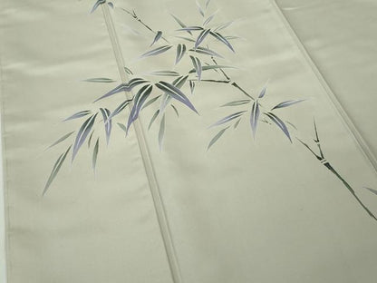 平和屋着物●極上　本加賀友禅作家　鬼島武司　訪問着　白山紬　笹竹文　砂色地　逸品　未使用　DZAC0387kh6