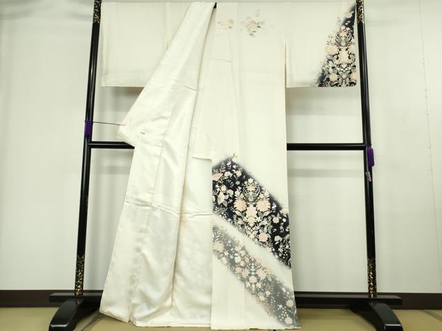 平和屋本店●極上　訪問着　駒刺繍　更紗花文　象牙色地　暈し染め　金彩　逸品　DZAC0391kh6