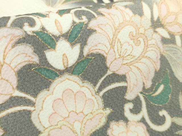 平和屋本店●極上　訪問着　駒刺繍　更紗花文　象牙色地　暈し染め　金彩　逸品　DZAC0391kh6