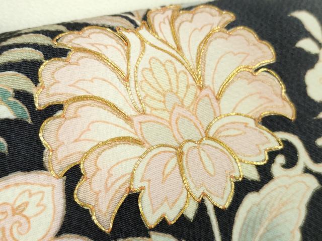 平和屋本店●極上　訪問着　駒刺繍　更紗花文　象牙色地　暈し染め　金彩　逸品　DZAC0391kh6