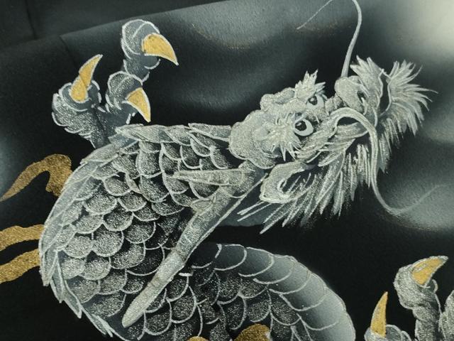 平和屋本店●希少　男性　訪問着　キングサイズ　手描き　龍　暈し染め　金銀彩　逸品　未使用　DZAC0396kh6