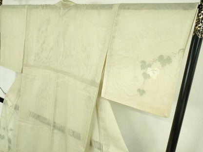 平和屋本店▽極上　訪問着　無双　紗袷　紗×紗　手描き　蔦の葉文　暈し染め　逸品　DZAC0399kh6
