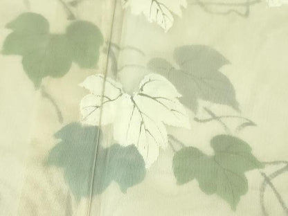 平和屋本店▽極上　訪問着　無双　紗袷　紗×紗　手描き　蔦の葉文　暈し染め　逸品　DZAC0399kh6