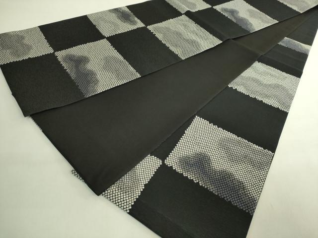 平和屋着物●極上　西陣　華翔苑謹製　六通柄袋帯　唐織　市松鹿の子　黒地　証紙付き　逸品　未使用　DZAC0414kh6