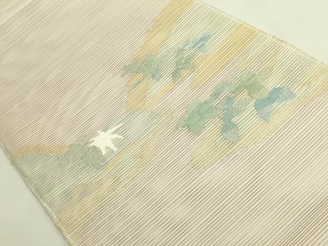 平和屋着物＊極上　夏物　絽綴れ　八寸名古屋帯　草花文　金糸　逸品　未使用　DZAC0416kh6