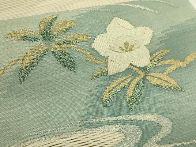 平和屋着物＊極上　夏物　絽綴れ　八寸名古屋帯　流水花文　金銀糸　逸品　未使用　DZAC0421kh6