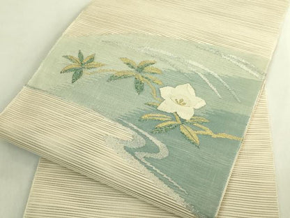平和屋着物＊極上　夏物　絽綴れ　八寸名古屋帯　流水花文　金銀糸　逸品　未使用　DZAC0421kh6