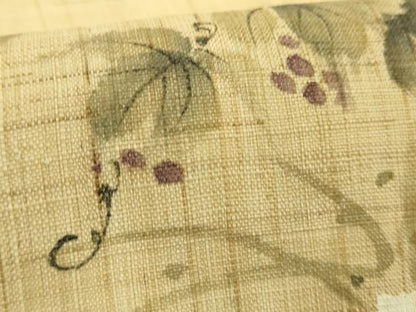 平和屋着物＊極上　夏物　九寸名古屋帯　手描き　花丸文　南天蔦の葉　麻　逸品　未使用　DZAC0436kh6