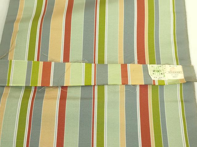 平和屋着物●極上　本場筑前博多織　八寸名古屋帯　縞　証紙付き　逸品　未使用　DZAC0442kh6