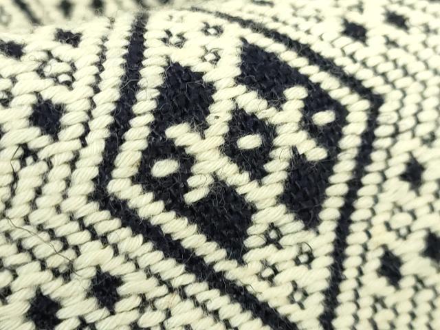 平和屋着物●極上　八寸名古屋帯　こぎん刺し　黒地　逸品　DZAC0484kh6