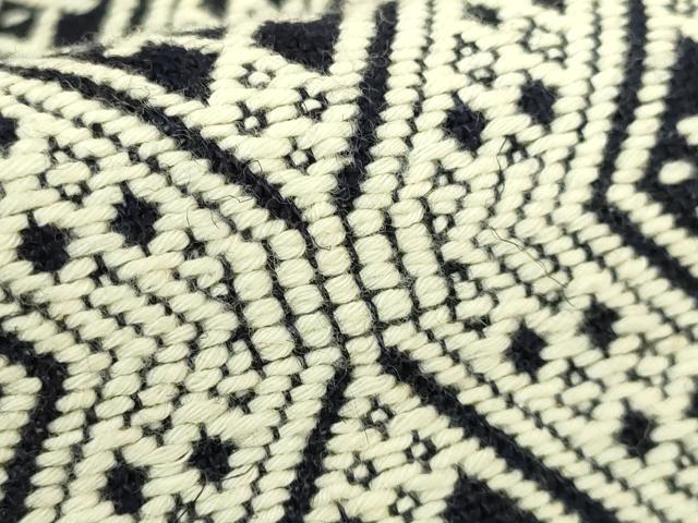 平和屋着物●極上　八寸名古屋帯　こぎん刺し　黒地　逸品　DZAC0484kh6