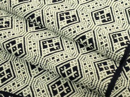 平和屋着物●極上　八寸名古屋帯　こぎん刺し　黒地　逸品　DZAC0484kh6