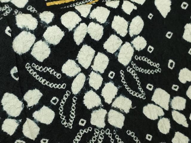 平和屋本店●極上　振袖　絞り　枝垂れ花　松葉　黒地　金彩　鈴乃屋扱い　逸品　DZAC0523kh6