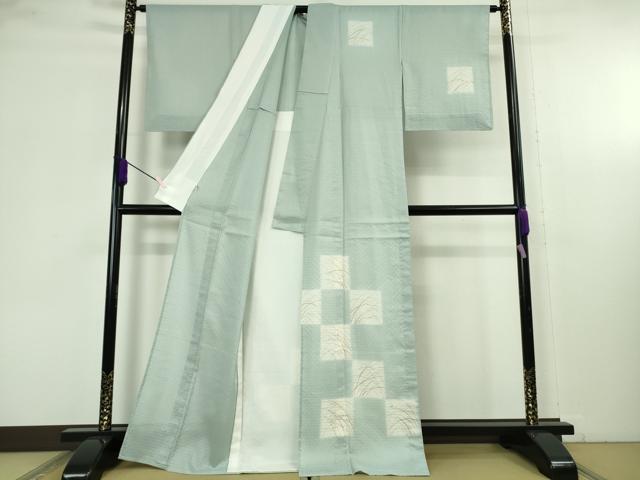 平和屋本店＊極上　夏物　京の名門　友禅　染の北川　訪問着　銀駒刺繍　露芝文　伊と幸　秘色色地　反端付き　逸品　未使用　DZAC0559kh6