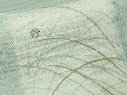 平和屋本店＊極上　夏物　京の名門　友禅　染の北川　訪問着　銀駒刺繍　露芝文　伊と幸　秘色色地　反端付き　逸品　未使用　DZAC0559kh6