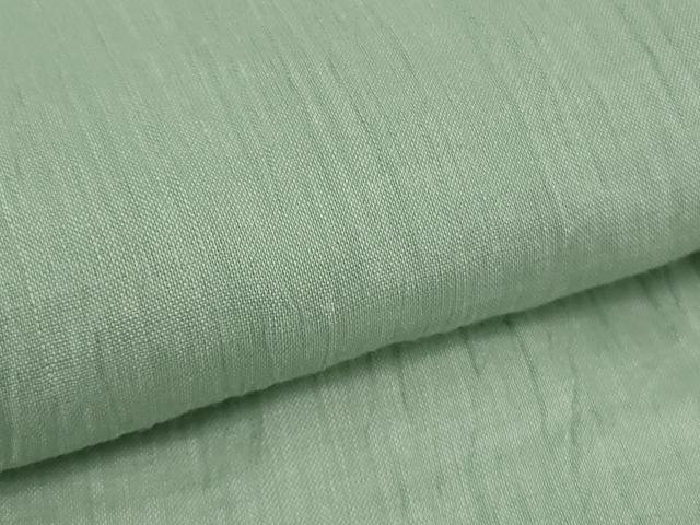 平和屋着物＊極上　夏物　本場小千谷ちぢみ　麻　ひでや工房謹製　色無地　錆青磁色　逸品　DZAC0567kh6