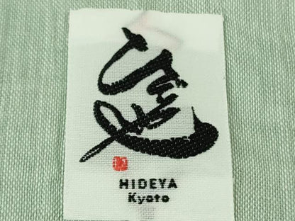 平和屋着物＊極上　夏物　本場小千谷ちぢみ　麻　ひでや工房謹製　色無地　錆青磁色　逸品　DZAC0567kh6