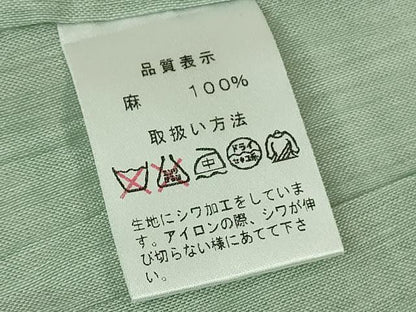 平和屋着物＊極上　夏物　本場小千谷ちぢみ　麻　ひでや工房謹製　色無地　錆青磁色　逸品　DZAC0567kh6