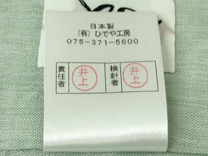 平和屋着物＊極上　夏物　本場小千谷ちぢみ　麻　ひでや工房謹製　色無地　錆青磁色　逸品　DZAC0567kh6