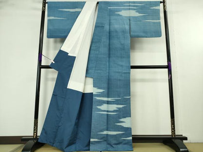 平和屋着物●極上　五代目・諏訪好風　訪問着　紬地　霞文　逸品　DZAC0569kh6