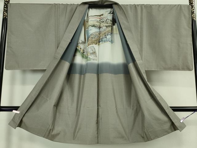 平和屋本店∞極上　男性　本場大島紬　長羽織　キングサイズ　羽裏・東海道五十三次　逸品　未使用　DZAC0582kh6
