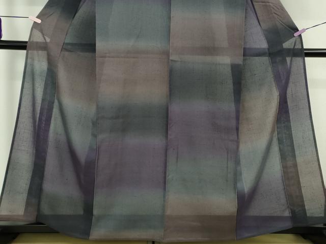 平和屋着物＊極上　夏物　結城紬　夏結城　横段文　京都きもの友禅扱い　証紙付き　逸品　DZAC0586kh6