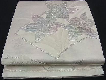 平和屋着物■六通柄袋帯 カトレア 銀糸 逸品 n-ea0182